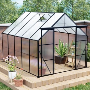 CAVINAS Polycarbonate Greenhouse with UV Protection Walk-in Storage Shed with Adjustable Vent Window - 1 of 4