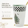 Spode Black & White Travel Mug, 8 oz - Porcelain Holiday Mug with Christmas Tree Motif & Checker Border - Dishwasher & Microwave Safe - 4 of 4