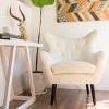 Modern Wingback Accent Chair, High Back Armchair with Wood Legs, Leisure Button Tufted Upholstered Accent Chairs - Merax - image 2 of 4