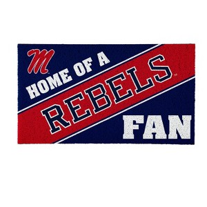 Evergreen Home of a Fan University of Mississippi 28" x 16" Woven PVC Indoor Outdoor Doormat - 1 of 4