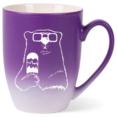 Elanze Designs 12 Ounce Two Toned Ombre Ceramic Tea Coffee Cup Mug Purple White Ice Cream Polar Bear