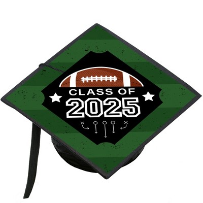 Big Dot of Happiness Grad Football - 2025 Graduation Cap Decorations Kit - Grad Cap Cover