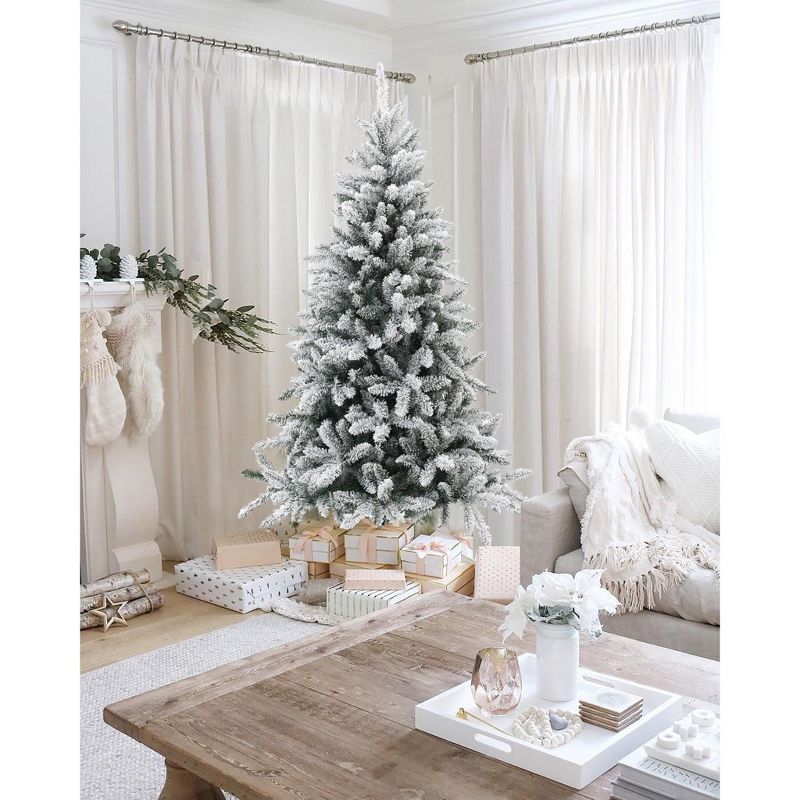 LuxenHome 6.1' Artificial Flocked Full Fir Christmas Tree Green, 3 of 7