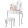 Coucheta Kids Vanity Set with Touch Lighted Mirror, Pretend Play Girls Vanity Table and Chair Set with Mirror, Stool, and Wood Makeup Playset, White - 2 of 4