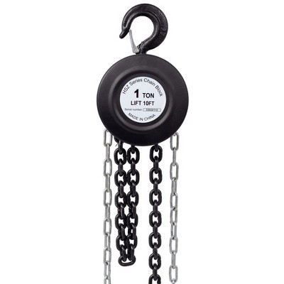 Chain Hoist 1 Ton/2,200 Lbs Capacity Industrial Grade Steel Structures with 2 Hooks for Garage Factory Dock Black One Size