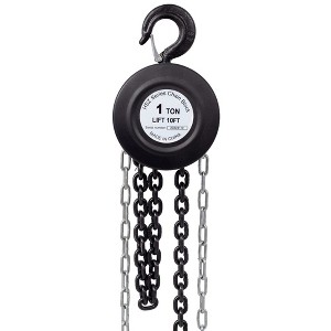 Chain Hoist 1 Ton/2,200 Lbs Capacity Industrial Grade Steel Structures with 2 Hooks for Garage Factory Dock Black One Size - 1 of 4
