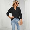 Women's 3/4 Sleeve Length Tops V Neck Shirt Dressy Casual Business Eyelet Embroidery Hollow-Out Blouse - 4 of 4