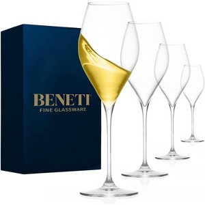 BENETI Premium European Made Long Stem Wine Glasses, Set of 4, 19oz - 1 of 4