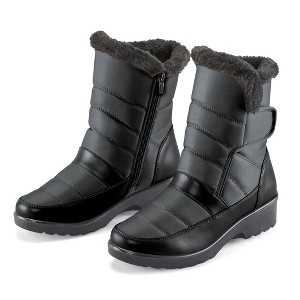 Collections Etc Warm Faux Fur Trimmed Calf-High Boots with Ice Grippers - 1 of 4