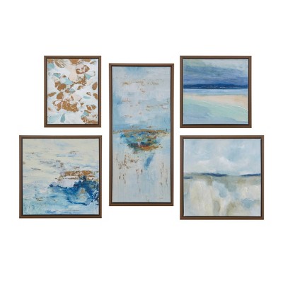 (set Of 5) Horizon Gallery Art Set With Bronze Frame Blue : Target