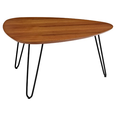 Gibby Hairpin Leg Wood Coffee Table, 30 Inch Round Coffee Table Walnut