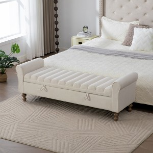 TUYOHW Modern Storage Bench with Solid Wood Legs,End of Bed Bench with ...