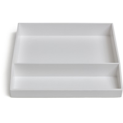 TRU RED Divided Stackable Plastic Tray White TR55249