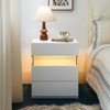 KWPZQEB Modern Nightstand with LED, Bedside Table with 3 Storage Drawers, Night Stands End Table with Acrylic Board & Open Space for Bedroom - 2 of 4