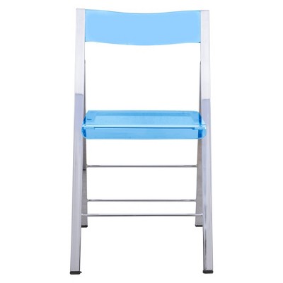 Menno Blue Acrylic Armless Folding Dining Chair