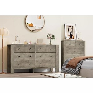 Fluted 6 Drawer Dresser with Faux Marble Top, Modern Chest of Drawers for Bedroom, Entryway - 1 of 4