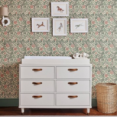 Warm White Tanner Classic 6-Drawer Dresser with Leather Handles