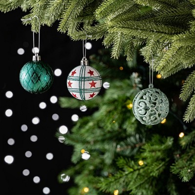 70-Piece Shatterproof Red, Green, White and Silver Christmas Ornament Set