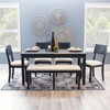 6pc Jordan Upholstered Chairs and Bench Dining Set Dark Charcoal - Linon: Seating for Six, Acacia Wood Frames - 2 of 4