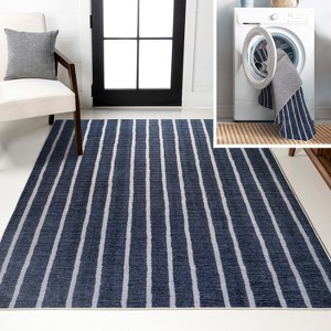 JONATHAN Y Rand Distressed Ticking Stripe Machine-Washable Area Rug - 1 of 4