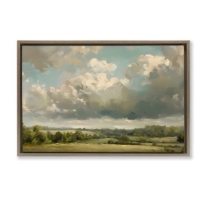Stupell Industries Sunlit Clouds over Countryside Black Framed Floater Canvas Wall Art - 1 of 4