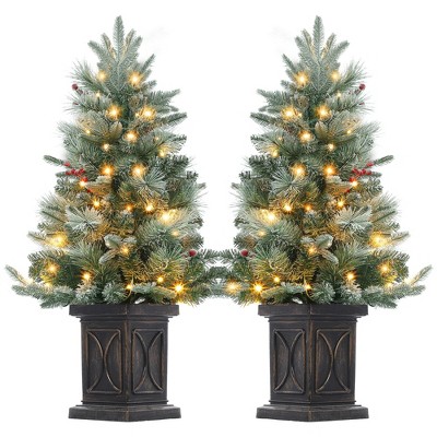 Homhougo 3 Ft Artificial Christmas Tree with Potted Base, Compact Holiday Tree for Indoor Home Decor or Tabletop Display