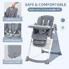 Foldable Baby High Chair - Adjustable PU Leather Seat with 5-Point Harness, Removable Tray & Locking Wheels for Toddlers - 2 of 4