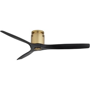Casa Vieja 52" Windspun Modern Indoor Ceiling Fan 3 Blade Remote Control Brass Finish Motor Black Wood Blades Bedroom Living Room Hugger DC Motor - 1 of 4