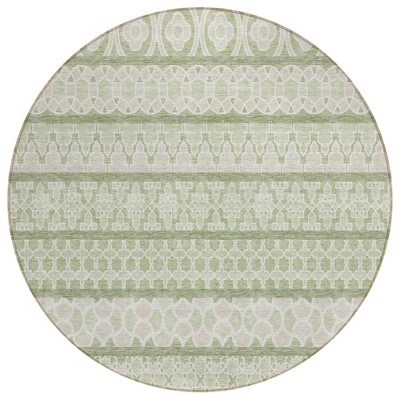 Artichoke Green And Ivory Quatrefoil Washable Indoor Outdoor Area Rug