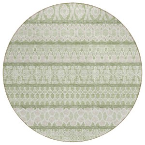 Artichoke Green And Ivory Quatrefoil Washable Indoor Outdoor Area Rug - 1 of 4