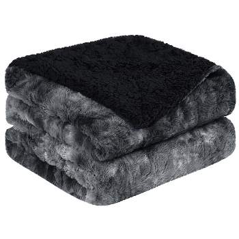 PiccoCasa Luxury Shaggy Faux Fur Fleece Soft Warm Reversible Tie-dye for Sofa Couch Bed Blankets