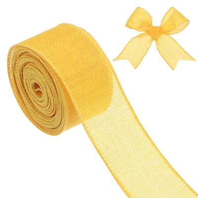 Unique Bargains Burlap Wired Edge Durable Thick Fabric Ribbons for DIY Crafts 1 Pc