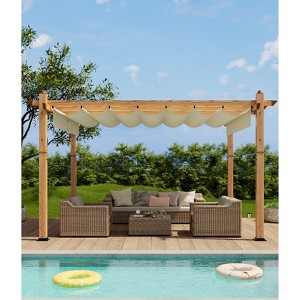 Aluminum Pergola w/ Retractable Canopy - Heavy-Duty UV-Resistant for Deck, Backyard - 1 of 4
