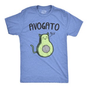 Mens Avogato Funny T shirt Avocado Cat Tee Cute Cat Face Graphic Novelty Humor - Crazy Dog Men's T Shirt - 1 of 4