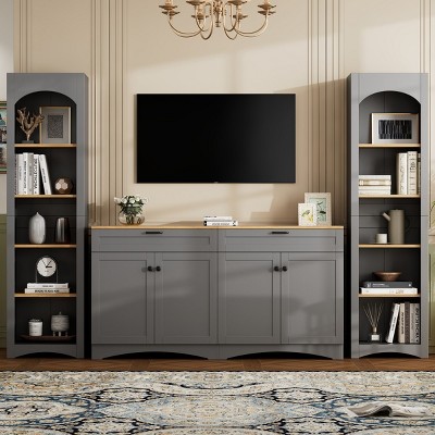 3-Piece TV Stand For TVs Up To 70",Console Table With Adjustable Shelves,Versatile Sideboard,Cabinet And Drawers,Mid-Century TV Stand -Maison Boucle