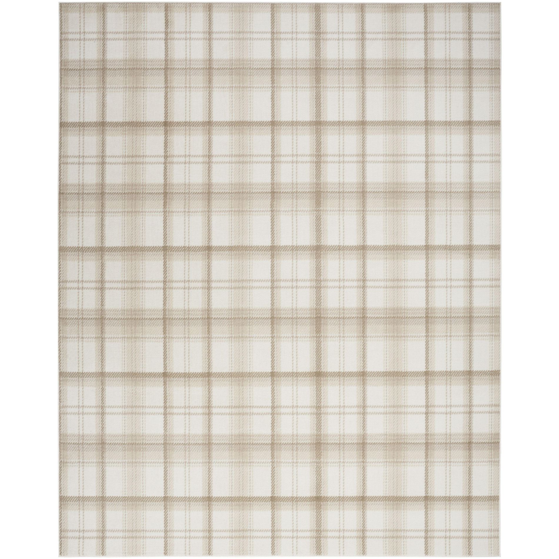 Nourison Grafix Contemporary Plaid Indoor Area Rug Ivory Beige 5'3" x 7'3"