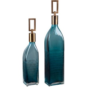 Uttermost Annabella Teal Green Glass 2-Piece Decorative Bottles Set - 1 of 2