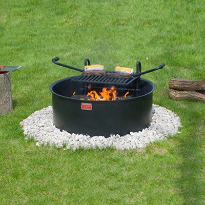 Heavy-Duty Black Steel Fire Pit with Swivel Cooking Grate