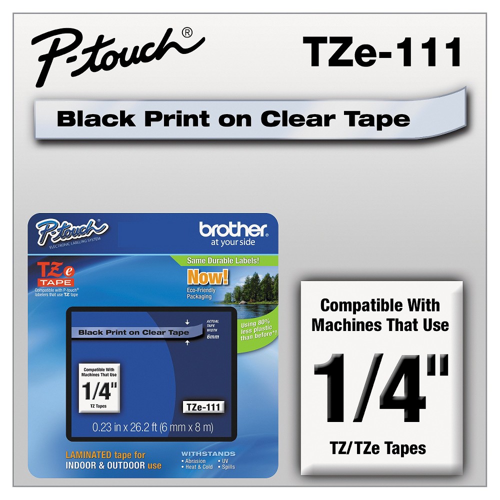 UPC 012502625490 product image for Brother P - Touch TZe Standard Adhesive Laminated Labeling Tape - 1/4w - Black/C | upcitemdb.com