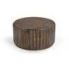HomeRoots 36" Brown Solid Wood Round Drum Coffee Table - 4 of 4