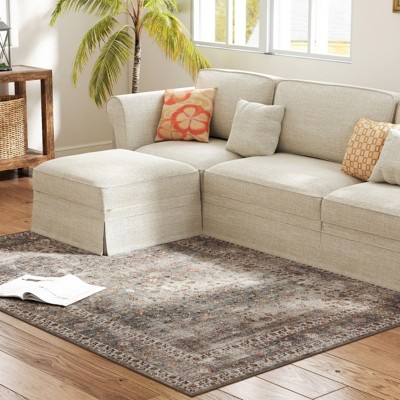 GlasFlength Rugs 4'x6' Vintage Waterproof Extra Large Area Rugs Carpet Non-Slip Rug Pads Washable Rug for Room, Multicolored, 72"*0.3"*48"