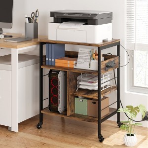 Whizmax Industrial Printer Cart, 4-Tier Mobile Printer Stand, End Table ,Rolling Cart with Power Outlets and USB Ports for Office, Living Room - 1 of 4