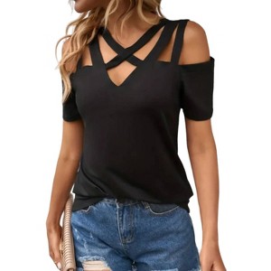 Women's Off the Shoulder Strappy Top - Shiying - 1 of 4
