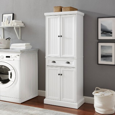 White Beadboard Pantry with Adjustable Shelves