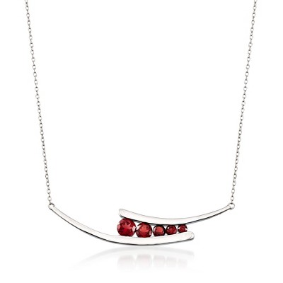 Ross-Simons 1.85 ct. t.w. Garnet Curved Necklace in Sterling Silver