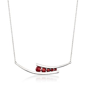 Ross-Simons 1.85 ct. t.w. Garnet Curved Necklace in Sterling Silver - 1 of 3