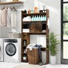 Tangkula Over The Toilet Storage Cabinet w/ Sliding Barn Door Adjustable Shelves 2 Hooks - 3 of 4