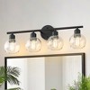 DORESshop 26 in. 4-Light Bathroom Vanity Light Fixtures Over Mirror, Black Bathroom Light Fixtures with Clear Globe Glass Shades - 2 of 4