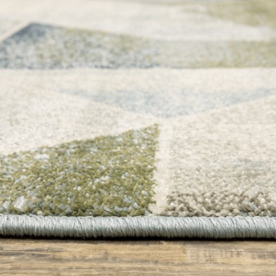 Handmade Blue and Green Rectangular Viscose Area Rug 7'10" x 10'