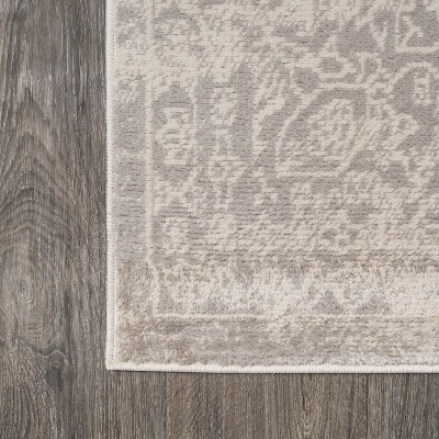 Rosalia 2'x8' Reversible Synthetic Gray/Ivory Medallion Runner Rug